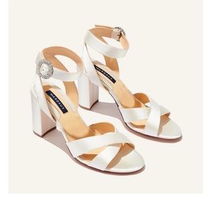 Margaux Bridal Uptown Sandal, Ivory Satin (New)